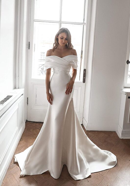 Olivia Bottega Mikado Off-The-Shoulder Wedding Dress Jacqueline With Detachable Skirt Ball Gown Wedding Dress - 6