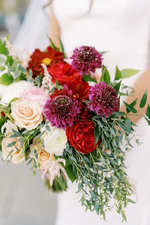 Wedding Bouquet With Scabiosa and Roses