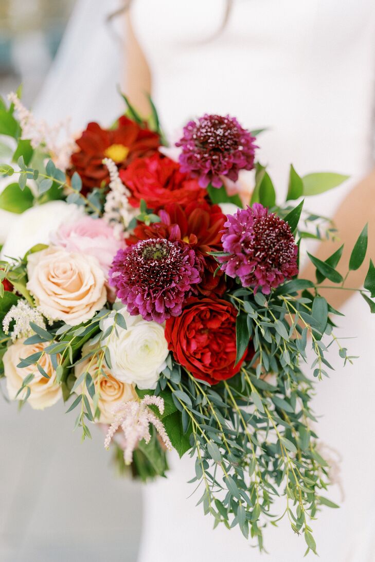 Wedding Bouquet With Scabiosa and Roses