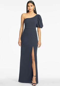Sachin & Babi Nadia Gown - Navy One Shoulder Bridesmaid Dress