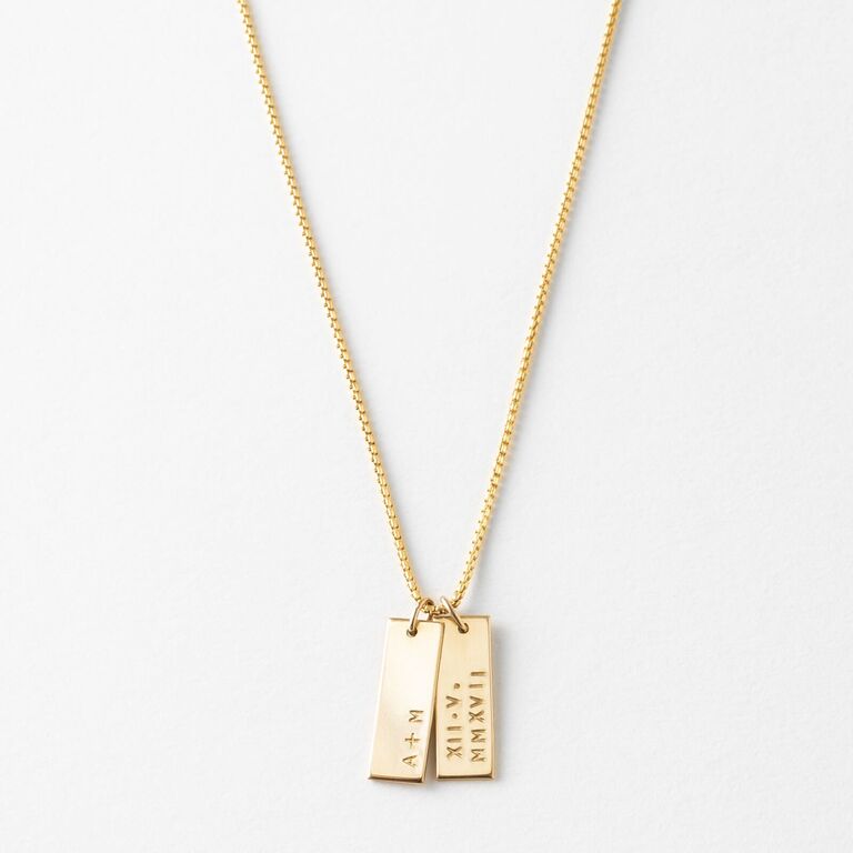 Customized bar tag matching couples necklaces