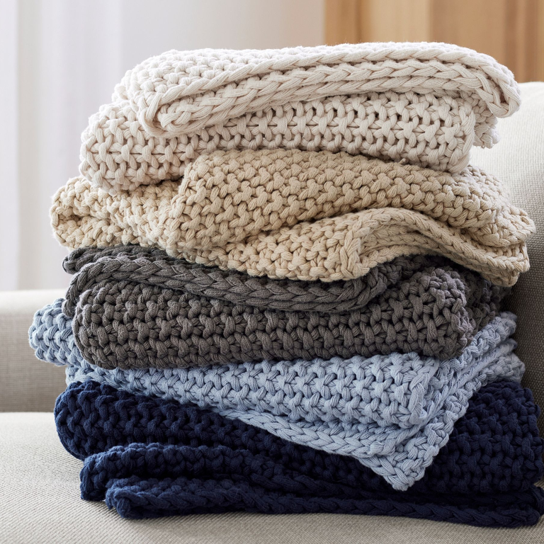 Chunky-Knit Throw Blanket in a variety of colors from Pottery Barn