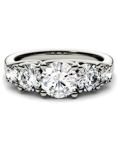Forever One Moissanite Unique Round Cut Engagement Ring