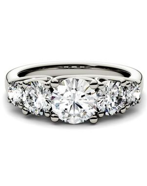 Forever One Moissanite Unique Round Cut Engagement Ring