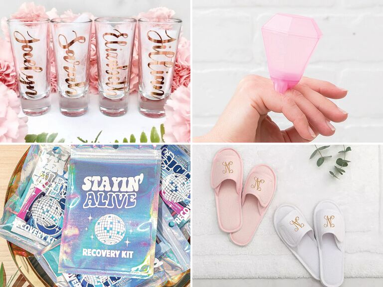 Collage of bachlorette party favors. . 