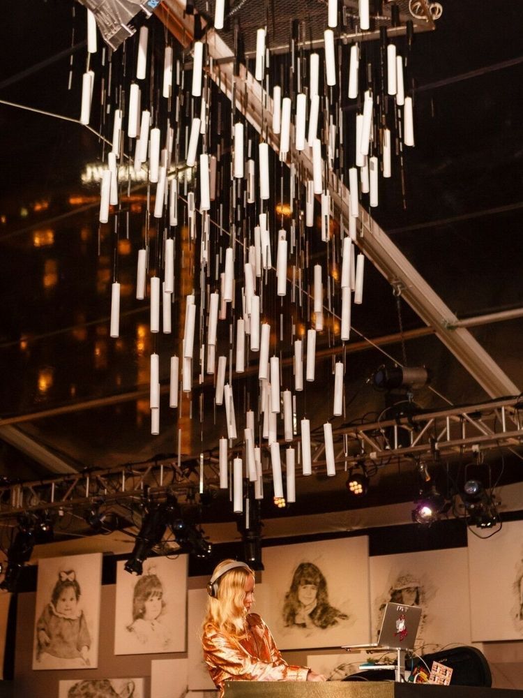 chandelier of battery-powered flameless candles