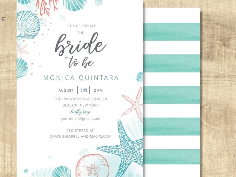beach themed bridal shower invitations