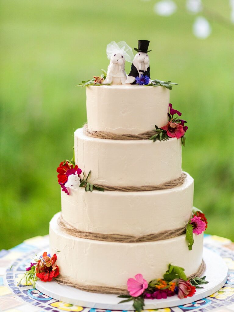 Bride and groom walrus cake toppers. 