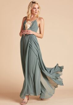 Birdy Grey Kaia Dress in Sea Glass V-Neck and Plunge Bridesmaid Dress
