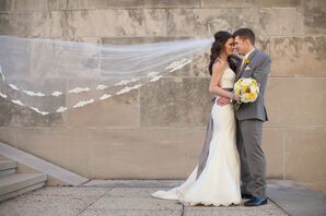 Cathedral Veil With Lace Embroidery