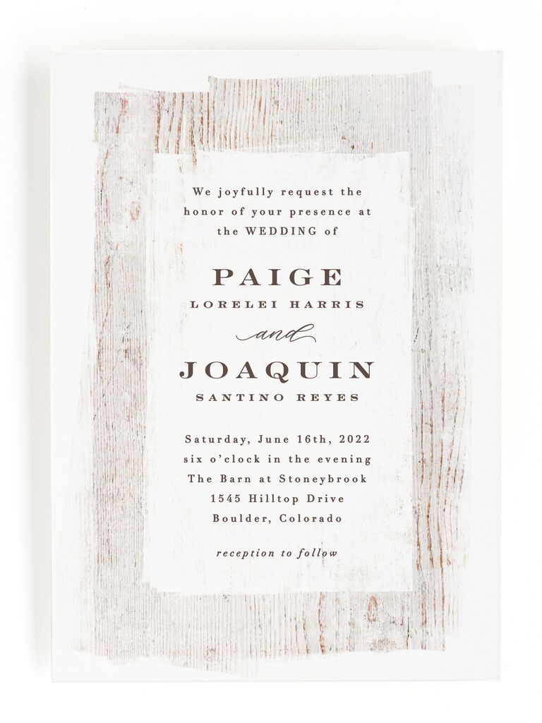 Rustic wood wedding invitation