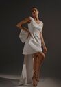 Olivia Bottega Short Satin Wedding Dress Tofa with Huge Bow A-Line Wedding Dress - thumbnail - 1