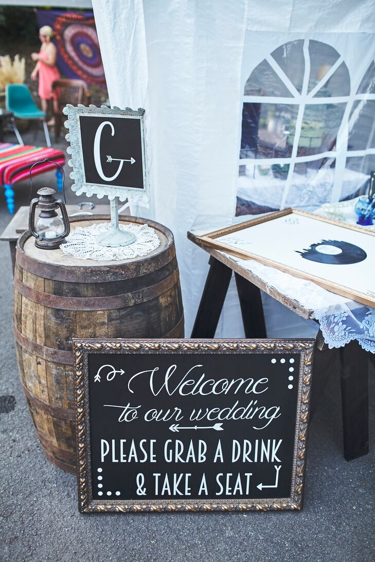 Before the ceremony, friends mingled while sipping on signature cocktails and beer.
