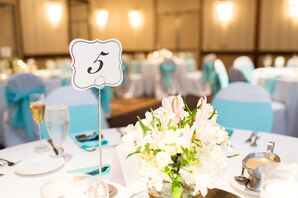White Lily and Hydrangea Centerpiece