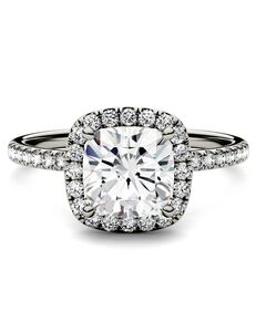 Forever One Moissanite Elegant Cushion Cut Engagement Ring