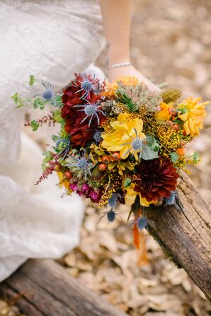 Burgundy and Yellow Wildflower Bouquet