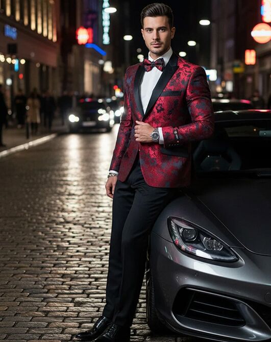 BLACKTIE AMSTERDAM Red Wedding Tuxedo Red Tuxedo - 6