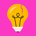 Cracked lightbulb graphic on a pink background
