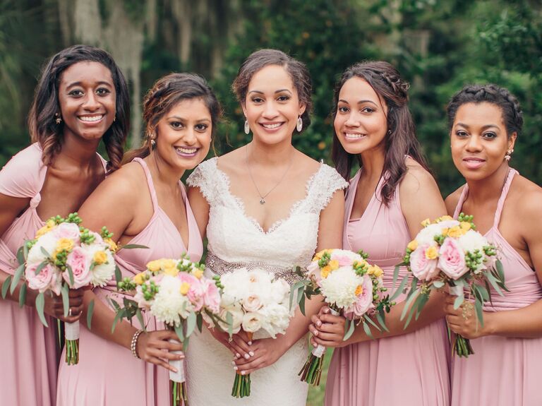Bridesmaid updo braided headband