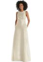 Dessy Group Jewel Neck Asymmetrical Shirred Bodice Maxi Dress with Pockets - D819 Bridesmaid Dress - thumbnail - 1