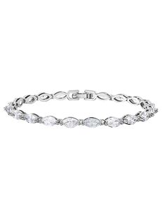 AW Bridal AW BRIDAL Wedding Bracelet for Brides Marquise Cubic Zirconia Bracelet for Women Bridal Bracelet for Wedding Tennis Bracelet Silver