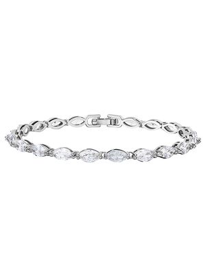 AW Bridal AW BRIDAL Wedding Bracelet for Brides Marquise Cubic Zirconia Bracelet for Women Bridal Bracelet for Wedding Tennis Bracelet Silver