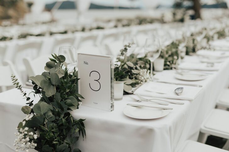 Simple Table Numbers with Greenery Garland