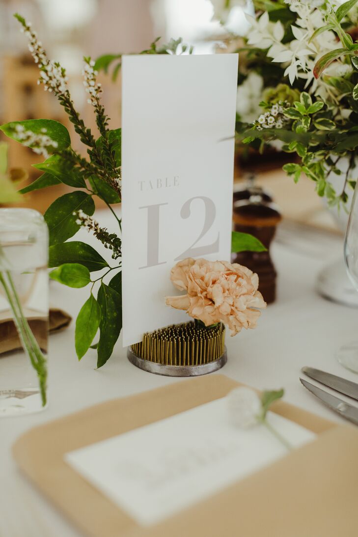 Minimal, Whimsical Table Numbers for Michigan Wedding