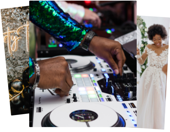 A DJ’s hands playing music on a turntable.