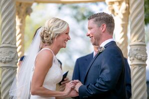 Classic White Bridal Veil and Diamond Earrings