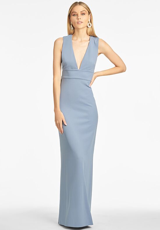 Sachin & Babi Loretta Gown - Slate Blue V-Neck Bridesmaid Dress - 1