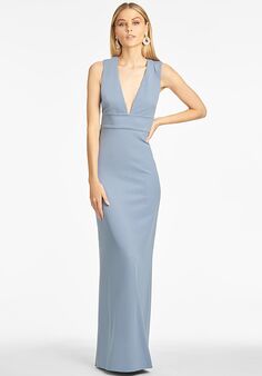 Sachin & Babi Loretta Gown - Slate Blue V-Neck Bridesmaid Dress