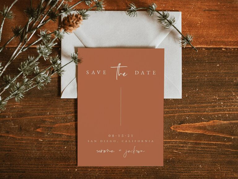 etsy burnt orange boho simple save the date template