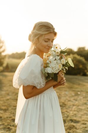 Bride at Golden Hour in Her Mother's Wedding Dress
