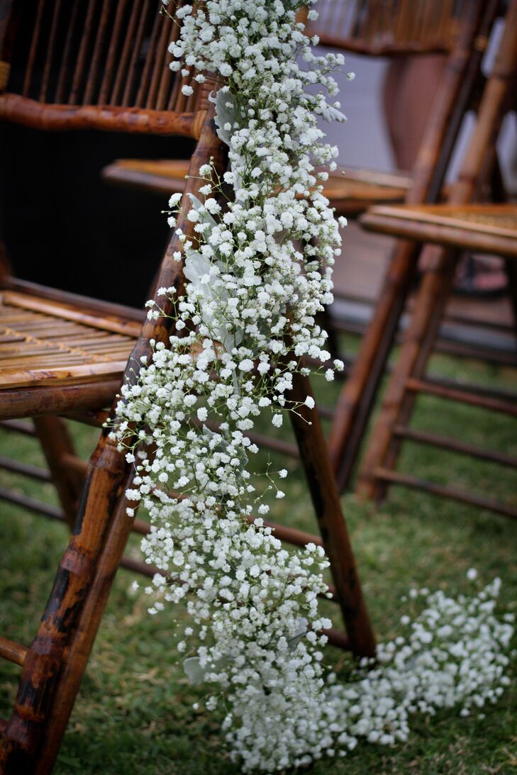 Cascading Baby’s Breath Aisle Decor