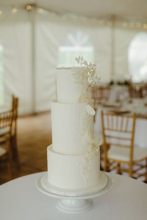 All-White Three-Tier Cake for Michigan Wedding