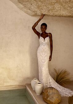Lillian West 66367 Fit-and-Flare Wedding Dress