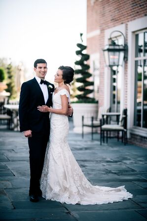 Classic Black-Tie Groom and Bride Donning Lace