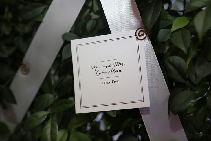 Glamorous Escort Card Display on Leaf Wall