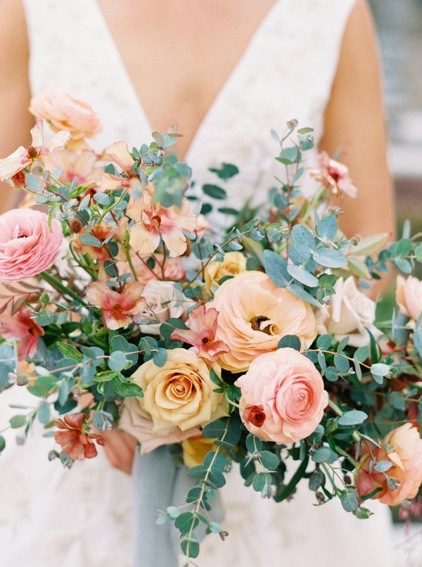 Eucalyptus and rose bouquet