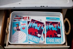Bold Red and Blue Postcard Guest Book