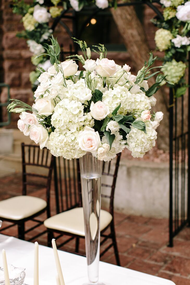Fresh Ivory and Blush Rose and Hydrangea Arrangement