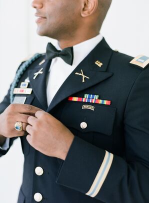 Groom in Military Service Uniform at The Ivory Oak in Wimberley, Texas