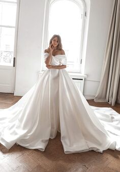 Olivia Bottega Mikado Off-The-Shoulder Wedding Dress Jacqueline With Detachable Skirt Ball Gown Wedding Dress