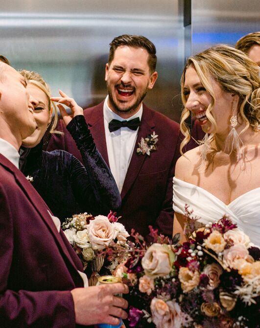 Suit Shop Men's Burgundy Suit Tuxedo - 3