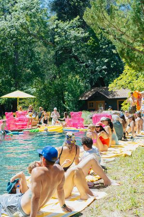 Guests at Wedding Welcome Pool Party in California