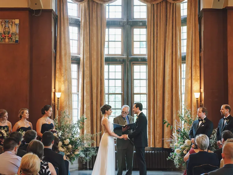Floor to Ceiling Windows for Art Deco Wedding Ceremony