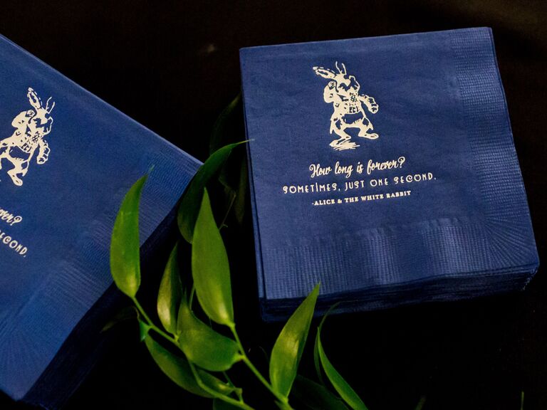 alice in wonderland wedding ideas custom napkins
