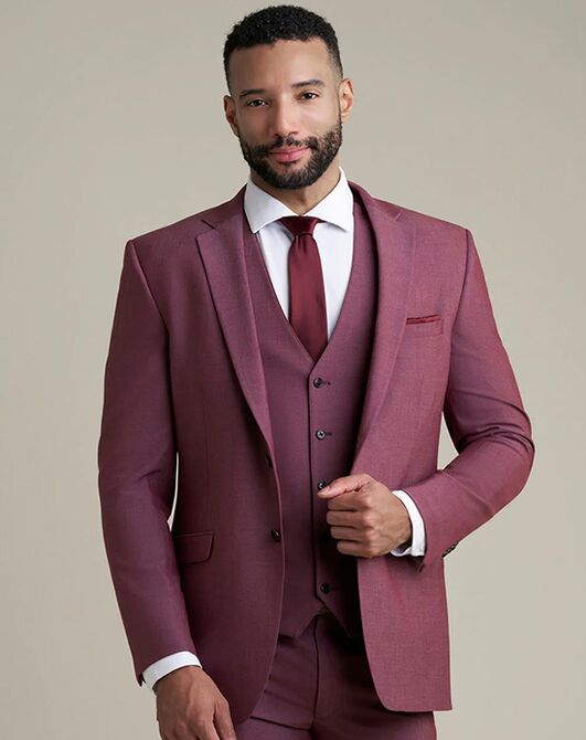 BLACKTIE SAVOY Burgundy Wedding Suit Red Tuxedo - 3