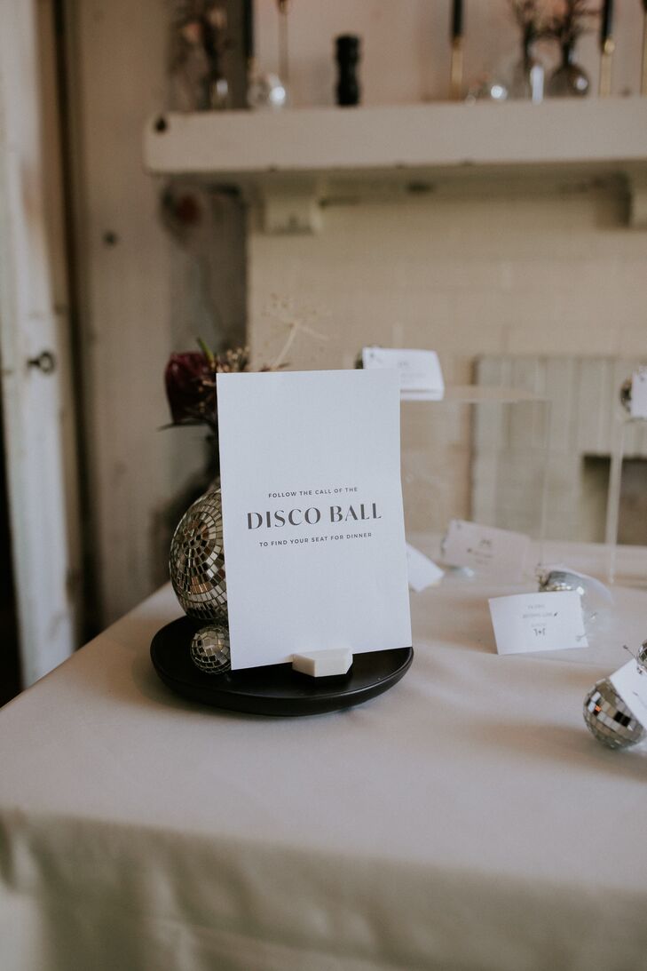 Disco Ball Escort Cards with Simple Signs